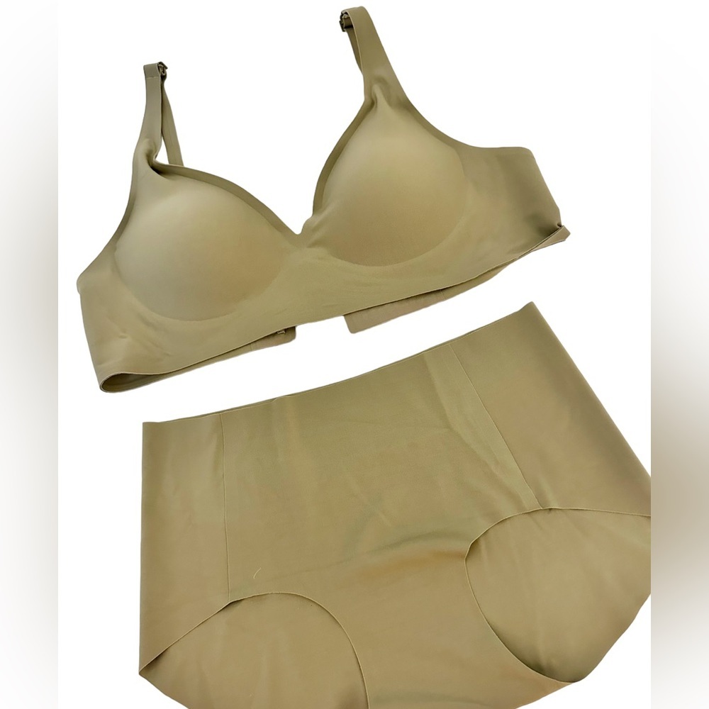 Seamless Lingerie Olive Green 2-pc Wireless Bra & High Waist Boy Short Size L